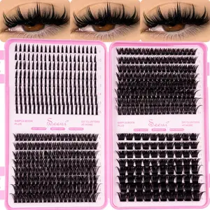 4 Styles Spikes Lash Book, Spikes/80D/100D/Mega Thick 200D, Baddie Look, Volume Lash Clusters, 9-16mm Mixed-Length Individual False Eyelash, Soft & Lightweight Dense Lash Clusters, Easy DIY Salon Look at Home Long-Lasting Glam for Beginners
