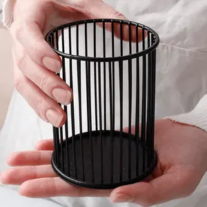 Iron Art Makeup Brush Storage Bucket, Office Desk Desktop Stationery Pen Holder, Metal Organizer Container, Style