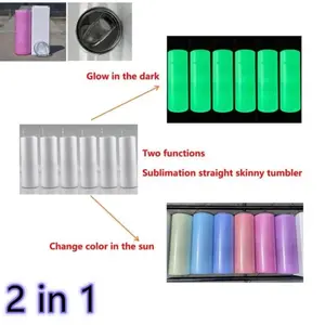 HOT PINK 20oz Skinny Sublimation GLOW+ Uv color changing STRAIGHT Tumbler
