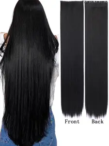 1 Piece Ultra Long Straight Hair Extension Synthetic Fiber Long Ponytail Fake Hair Extensions With 5 Clips 30 Inch Long Straight High Temperature Resistant Natural Style For Women Synthetic Hair Wigs