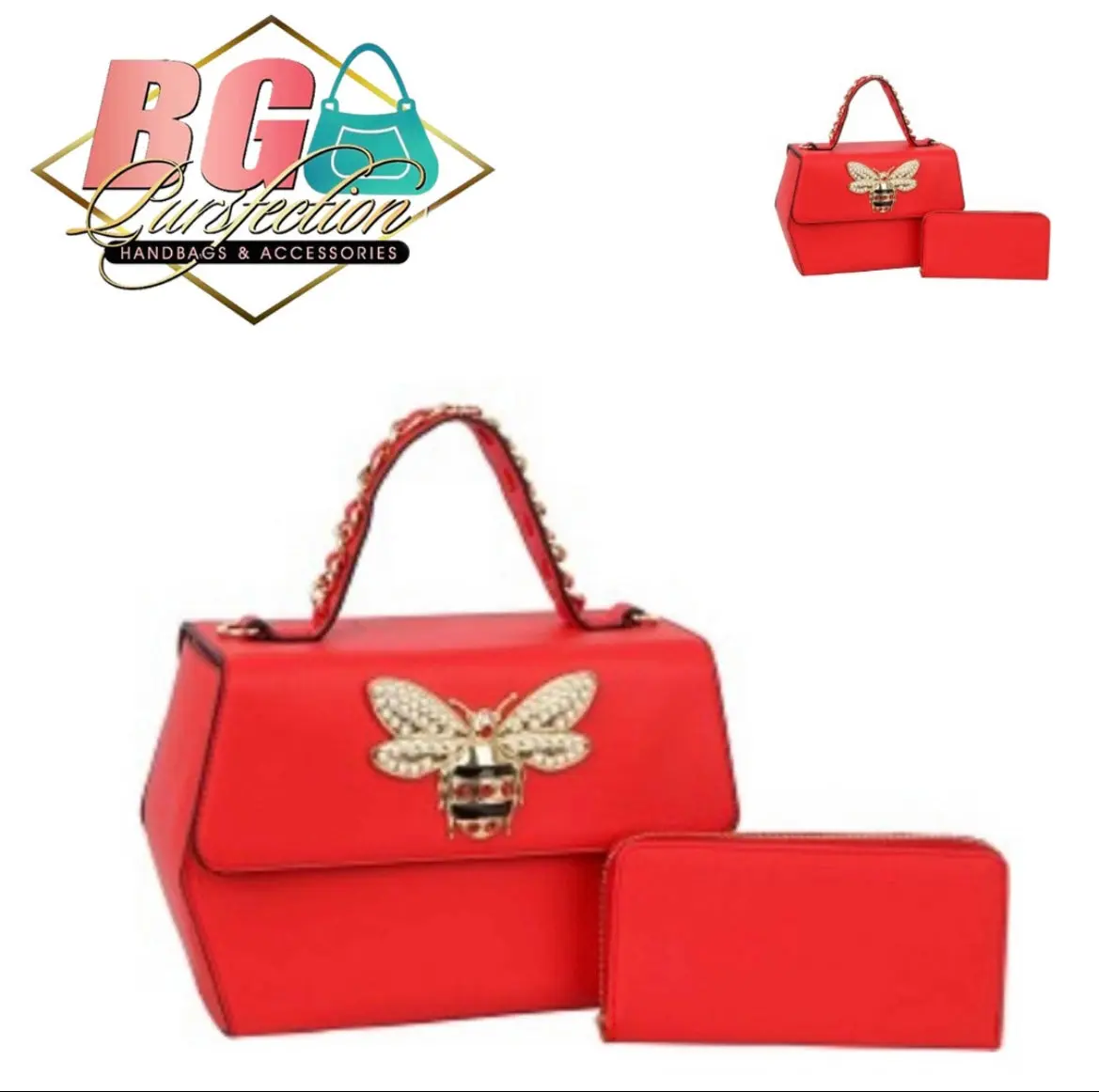 Scarlet Bee Elegance Handbag & Wallet Duo