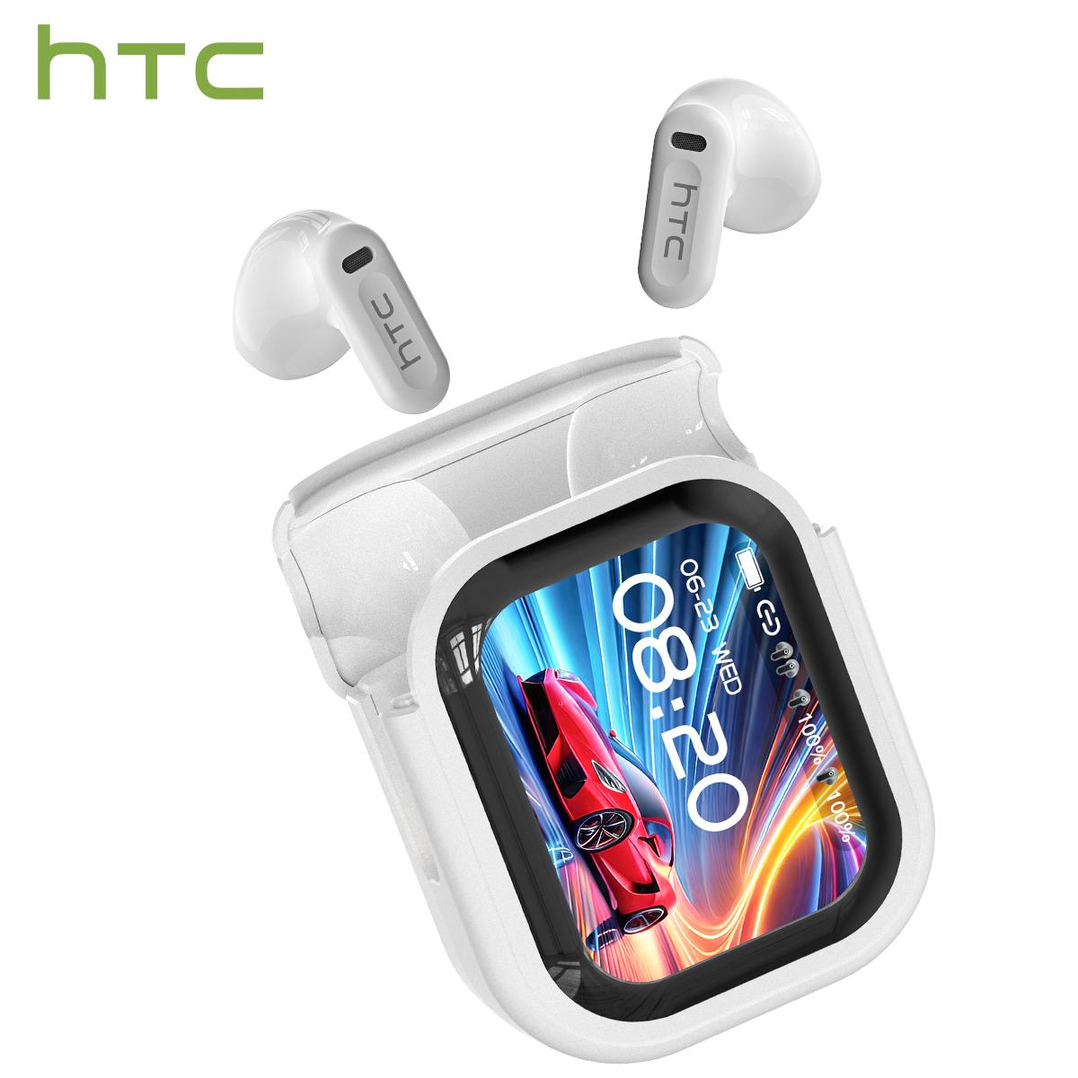 hTC NE20 True Wireless Ear Buds with LCD Screen for Gaming Bluetooth Headphones,Bluetooth 6.0 Touch Control Earphones Built in Mic In Ear Earbuds