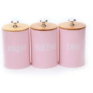 X022S Set of 3 Metal  Storage Tin Canister/Jar with  Lid (matte )