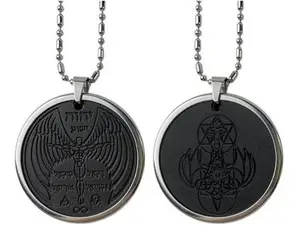 Emf Protection Flying Archangel Protection Shield Necklace,Volcanic Energy Stone Stainless Steel Blocker Shield Meditation Necklace(46mm)