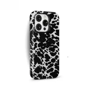Featuring a stylish black-and-white spotted pattern, this durable, shock-absorbing 2-in-1 glossy phone case is compatible with iPhone 17, 16, 15, 14, 13, 12, 11, X, Samsung, and other series models-making it an ideal holiday gift for friends or family.