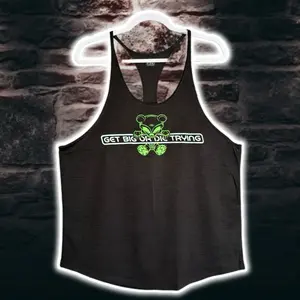 Black with reflective and 3D glow-in-the-dark neon “gamer” GBODT workout stringer