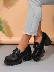 Women's Fashionable Solid Color Platform Chunky Chain Decorated Chelsea Boots, Casual Comfortable Platform Boots for Daily Wear, All Match Boots for Daily Wear, Walking Shoes, Thick Bottom Shoes