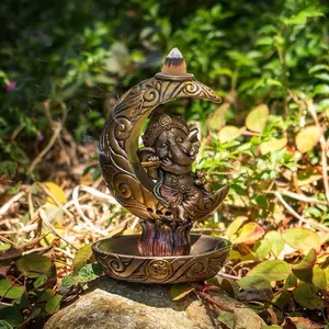 Ganesha with on Moon Backflow Incense Burner