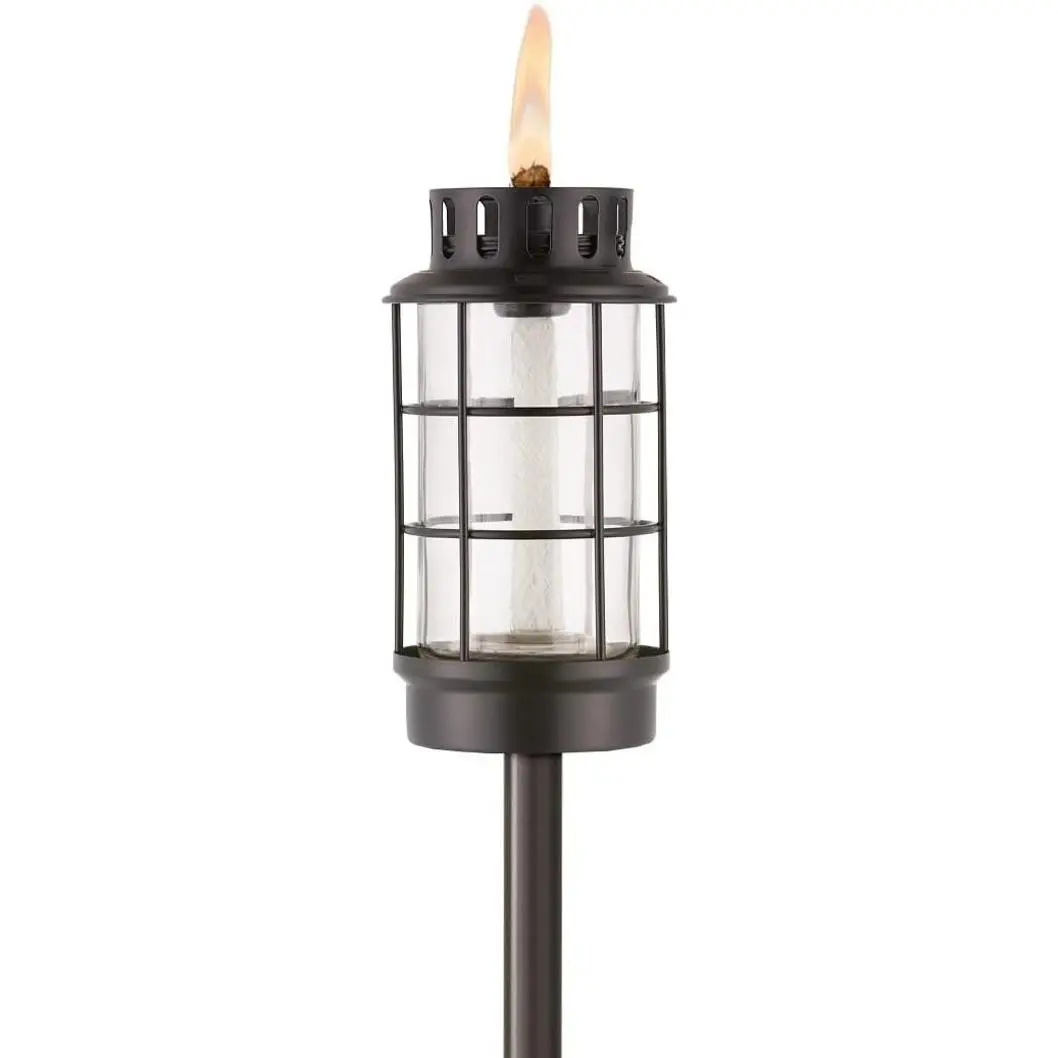 TIKI Glass Lantern Torch Outdoor Garden Decor Weather-Resistant Design