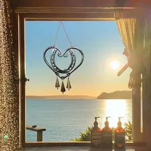 Love Metal Wind Chime, Iron Hanging Ornament with Chain, Outdoor Garden Decoration, Lucky Steel Nail Love Wind Chime, Suitable for Home, Yard, and Wall Decor, Room Decoration, Wall Embellishment