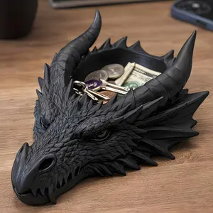 Gothic Dragon Head Jewelry Storage Tray, Dark Style Desktop Decor, Ring Necklace Display Stand, Practical Desk Organizer, Cool Decoration