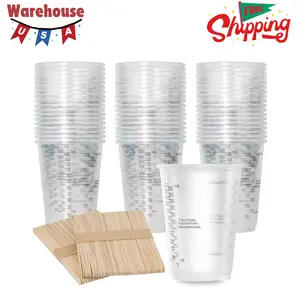 100pcs 8oz Graduated Clear Plastic Measuring Cups