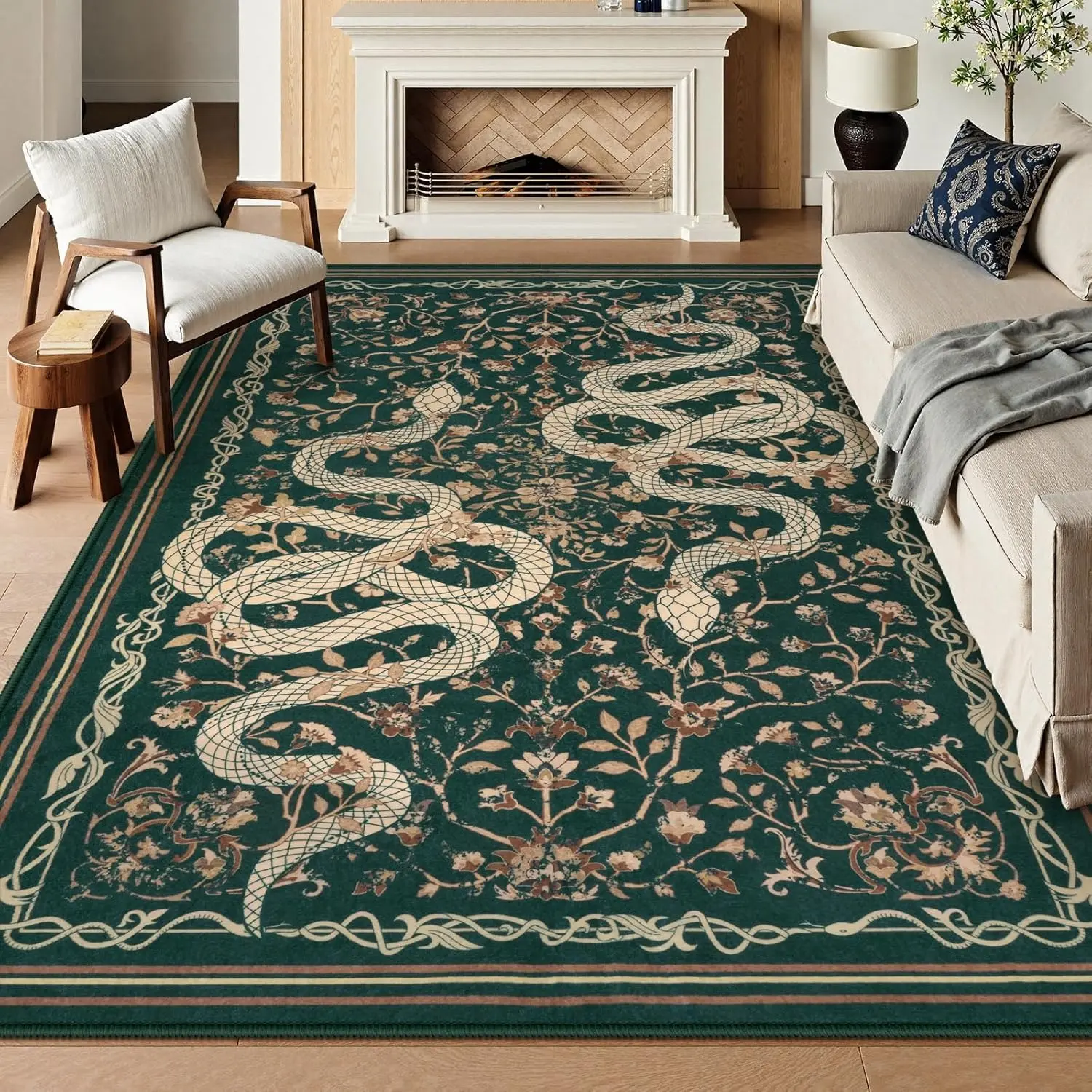 Snake Pattern Carpet, Animal printed rug, 1 PC Living room carpet, Soft and comfortable bedroom mat, Suitable for living rooms, bedrooms, Stylish home decoration, Living room rugs, Indoor decorative rug, Household decorative rug