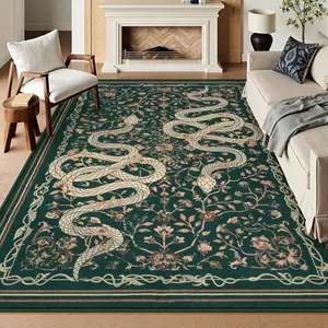 Snake Pattern Carpet, 1 PC Living room carpet, Soft and comfortable bedroom mat, Green snakeskin patterned rug decoration, Unique room decoration, Suitable for living rooms, bedrooms settings, Stylish home decoration, Decorative rug mat