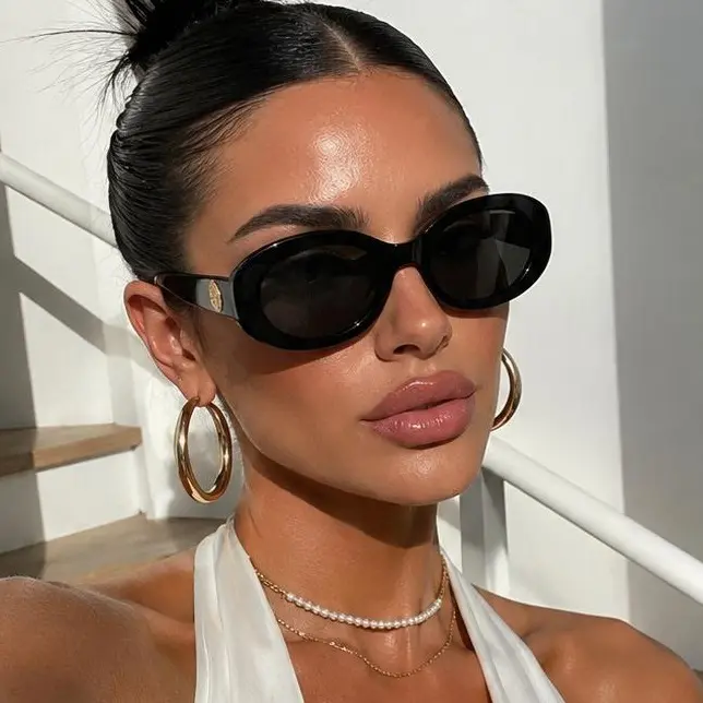 Small Retro Oval Sunglasses for Women Men Small Face Vintage 90s Oval Sunglasses Shades Cool Cute Tiny Sun Glasses