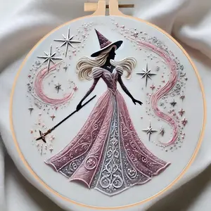 Beginner Embroidery Kit, Elegant Cross Stitch Set, Witch Style, Embroidery Design, DIY Embroidery Lovers, Embroidery Craft, Handicraft, Includes Printed Cotton Fabric, Thread, Needle, Chart