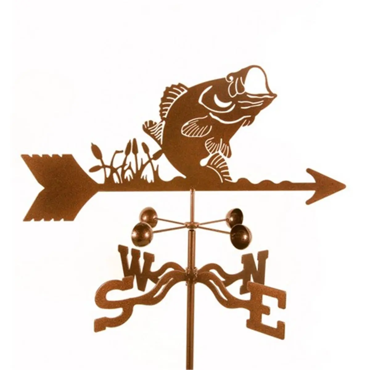 EZ Vane EZ1311-GR Bass Fish Weathervane, 14-Gauge Steel, 3 Protective Coatings, 70" H x 21" W x 9" L, EWNS Directional, Easy Installation, with Garden Mount