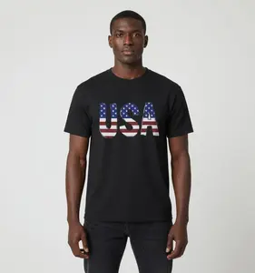 USA Flag Letters T-Shirt | Patriotic American Flag Graphic Tee Top | Vintage USA Typography Shirt | Fourth of July Cotton Tee Streetwear | USA Casual Apparel, Crewneck Menswear, Shortsleeve Tshirt,