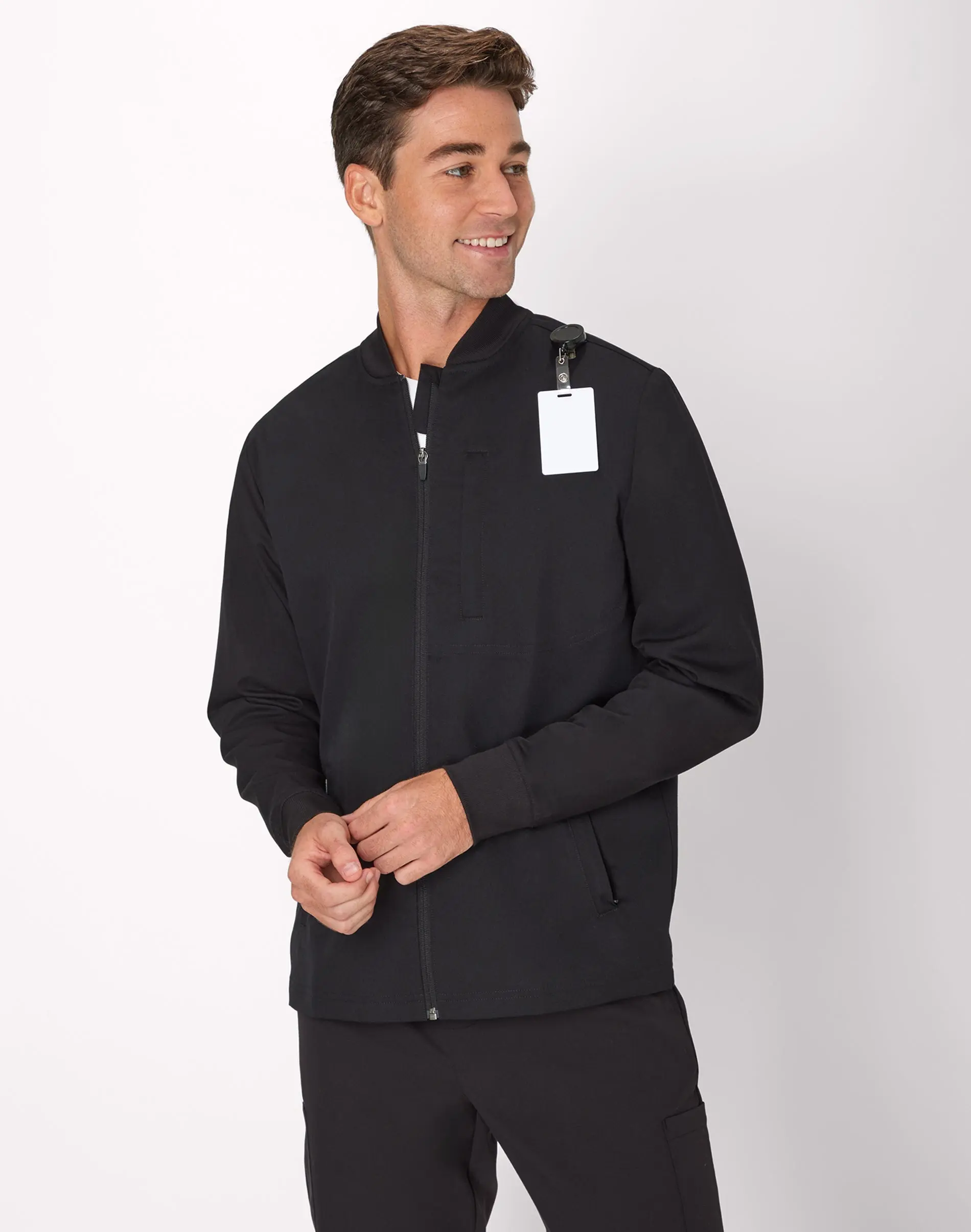 Hanes Comfort Fit Scrubs Men's Full-zip Scrub Jacket Underwear Comfortable Soft Stretch Fabric Breathable Hmb104