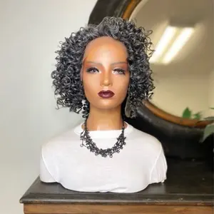 Keri Salt & Pepper Tight Curl Lace Front Wig - Curly, Short, and Stylish