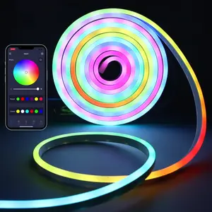 [Father's Day Gifts] USB-Powered RGBIC LED Neon Strip Lights, App & Remote Controlled Flexible Color-Changing Mood Lights for Bedroom, Gaming Room Decor, Led Lights