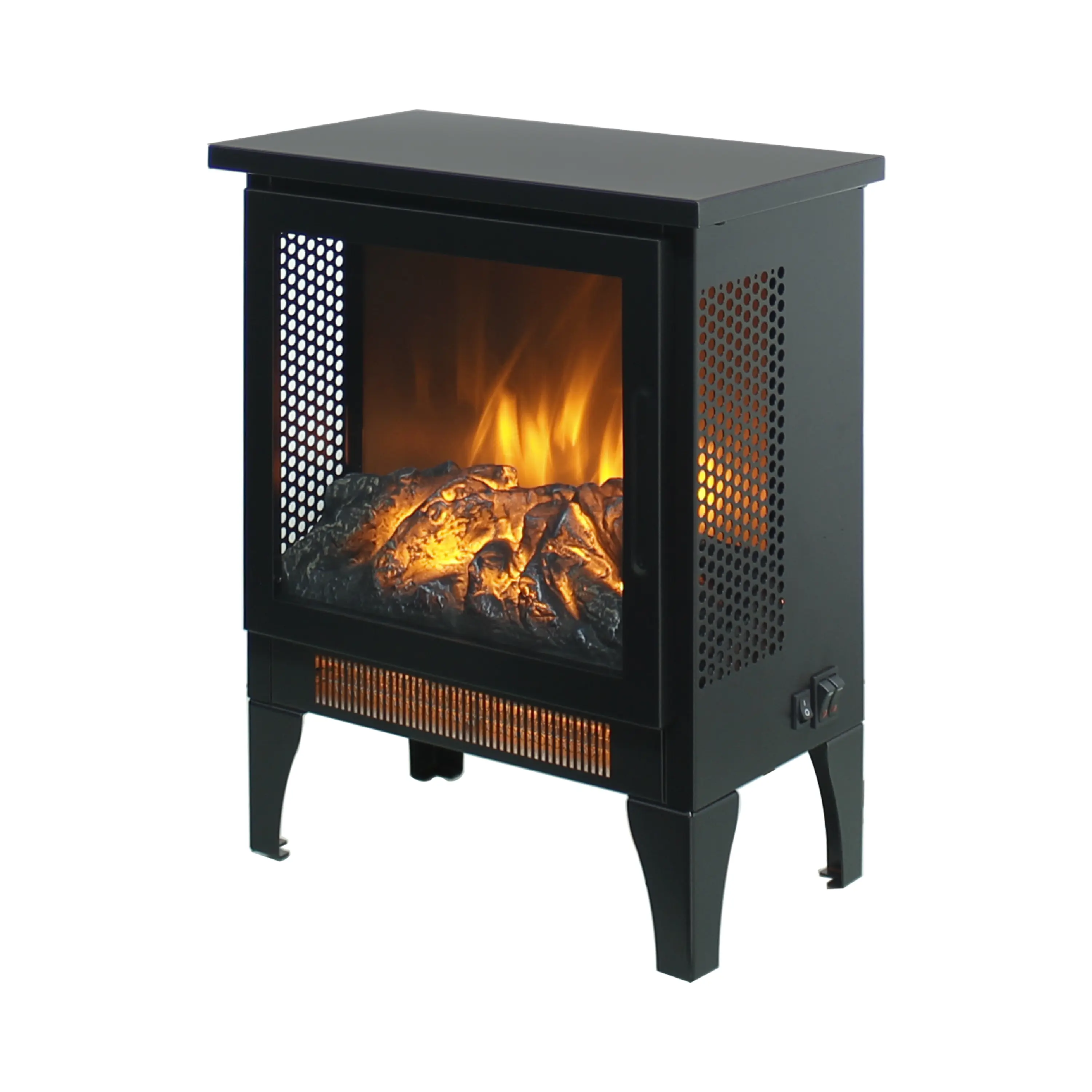 17" Electric Fireplace Stove Heater - Fireplace Heaters for Indoor Use with Realistic Flame Effect, Freestanding Electric Stove Heater with Overheating Protection, 700/1400W