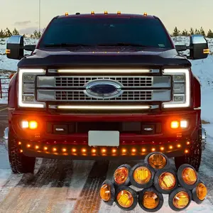 Car Side Marker Light, 12-24V Round LED Front & Rear Side Indicator Light, Car Decorative Light, LED Bulbs for Car, Truck, RV, Van, Car Accessories