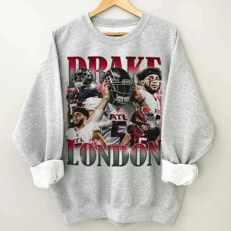 Drake London Sweatshirt, Football American Graphic Vintage, Football 90s Inspired Gift Fan Unisex Sweatshirt