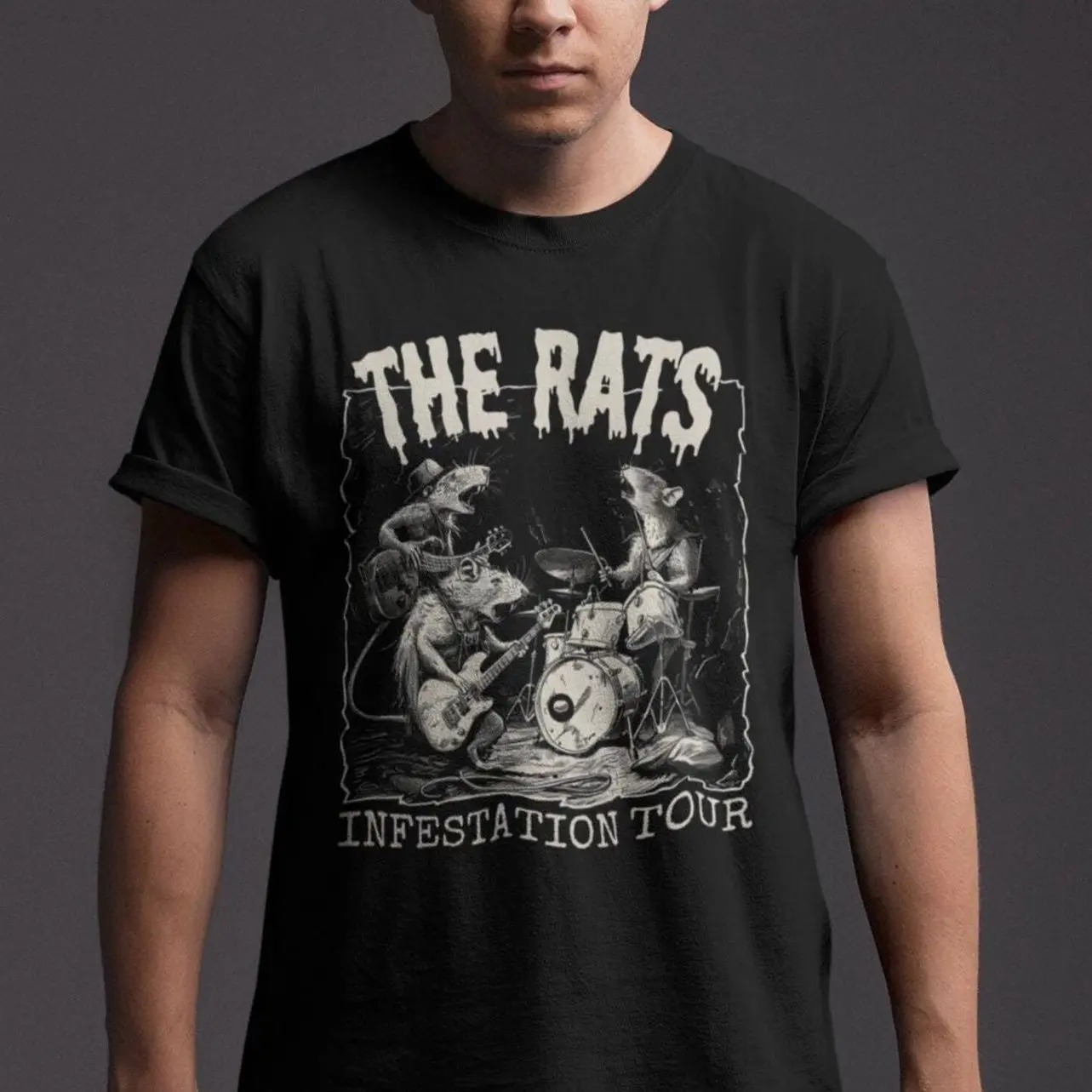 Rat Graphic Shirt Retro Rodent Rock Style Tee Animal Music Lover Unisex S
