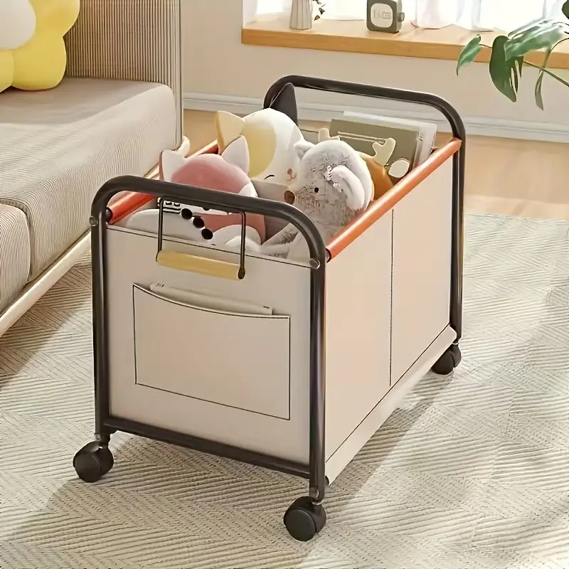 1pc Large Capacity Rolling Storage Cart with Wheels, Movable Laundry Basket & Storage Bin with Side Pocket, Multi-Purpose Organizer for Bedroom, Living Room, Playroom, Clothing, Household Items & Yoga Mats.( Review the user manual at end of description).