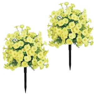 Vibrant Trumpet Flower Bouquet, UV Resistant Artificial Flowers with Ground Stake, Indoor Outdoor Use, Perfect for Wedding Decor