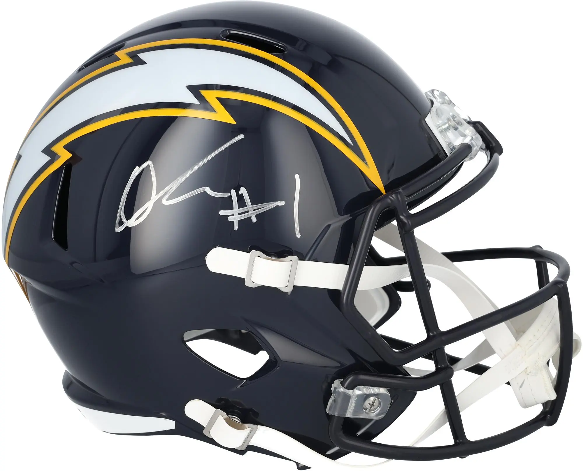 Quentin Johnston Los Angeles Chargers Autographed Riddell 2025 Alternate Speed Replica Helmet - Fanatics Authentic Certified