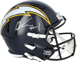 Quentin Johnston Los Angeles Chargers Autographed Riddell 2025 Alternate Speed Replica Helmet - Fanatics Authentic Certified