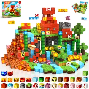 200PCS Magnetic Blocks with Light Blocks - Magnetic Blocks for Kids Ages 4 5 6 7 8 9 10, Magnetic Building Cubes, Magnetic Building Block, Birthday Gifts for 3-10 Years Old Boy Girls, STEM Toy, Unisex