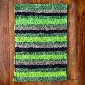 Handwoven Sisal Entry Rug: Green Stripes, Natural Fiber Entryway Doormat, Natural Floormat, Small Accent Rug