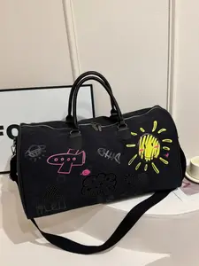 Random Pattern Short-distance Travel Bag, Large Capacity Duffel Bag, Dry & Wet Separation Storage Bag, Travel Bag for Men & Women, Travel Duffle Bag