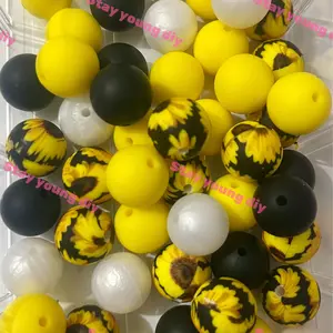 15 mm beadsmix silicone solid beads and pattern beads