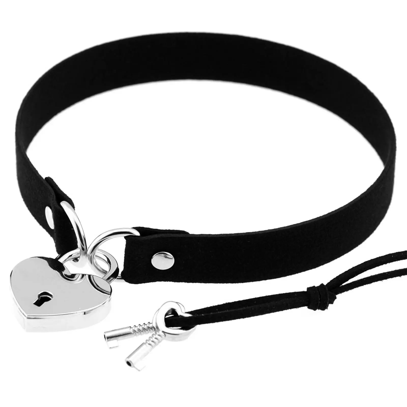 OIDEA Women's Chunky Heart-Shaped Padlock Choker Necklace, Velvet Cord Collar, Punk Gothic Statement Layering Costume Jewelry, Glossy Heart Charm Halloween Emo Necklace, Glossy Heart Necklaces, Emo Gothic Necklaces