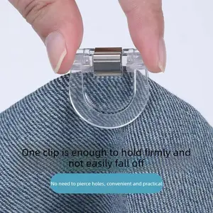 4PCS This product is a pant hem shortening clip for pants that are too long. It's designed to prevent trousers from dragging on the ground and can be used to shorten or reposition pants. It's also a seamless, no-stitch hem-rolling clip.