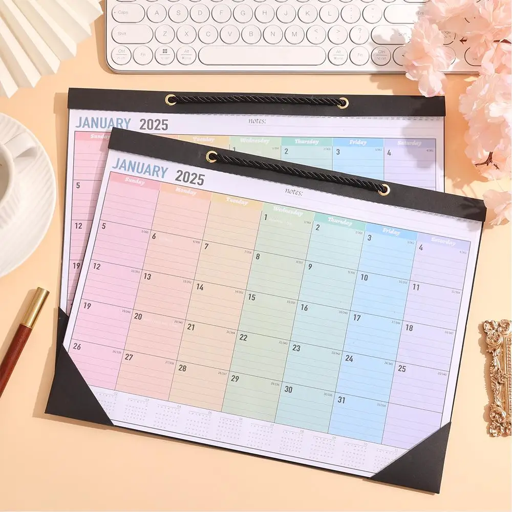 2025 Colorful Monthly Wall Calendar, 1 Count Transparent Waterproof Cover Weekly Planner, Daily Study Check-in Message Hanging Calendar for Home Schoo