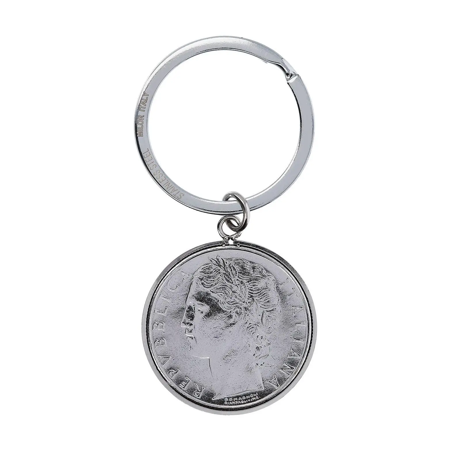 Mistero For Him 100 Lire Coin Key Ring, Stainless Steel Mistero For Him 100 Lire Coin Key Ring, Stainless Steel