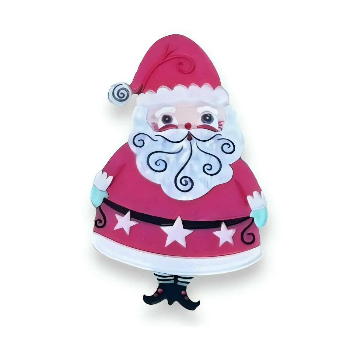 Johanna Parker x Lipstick & Chrome Pink Jolly Old Elf Acrylic Brooch, Vintage Christmas Santa Hat Clip Fashion Accessory, Clothes Collar Clip Jewelry, Accessories