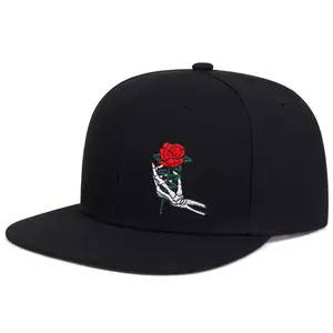 Unisex Hands Rose Embroidered Hip Hop Hat Outdoor Adjustable Sunscreen Leisure Hat Spring Autumn Travel Tourism Beach Vacation