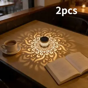 Solar Rechargeable Mandala Flower Projector Lamp, IP65 Waterproof LED Wall Light, Multi-purpose Lighting For Bedroom, Parties, Art Decoration And Holiday Gifting