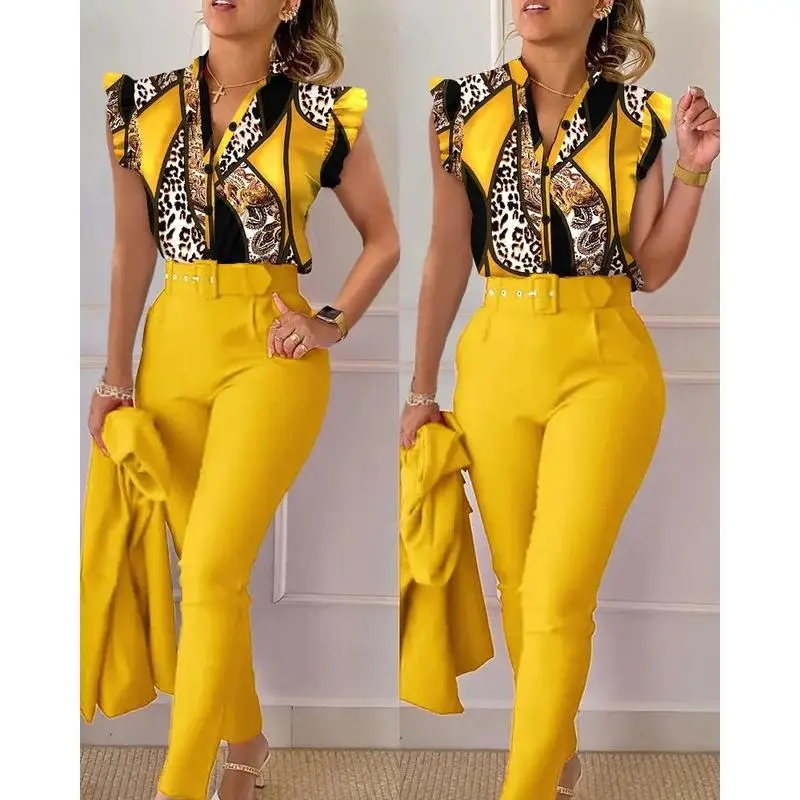 Yellow with leopard print