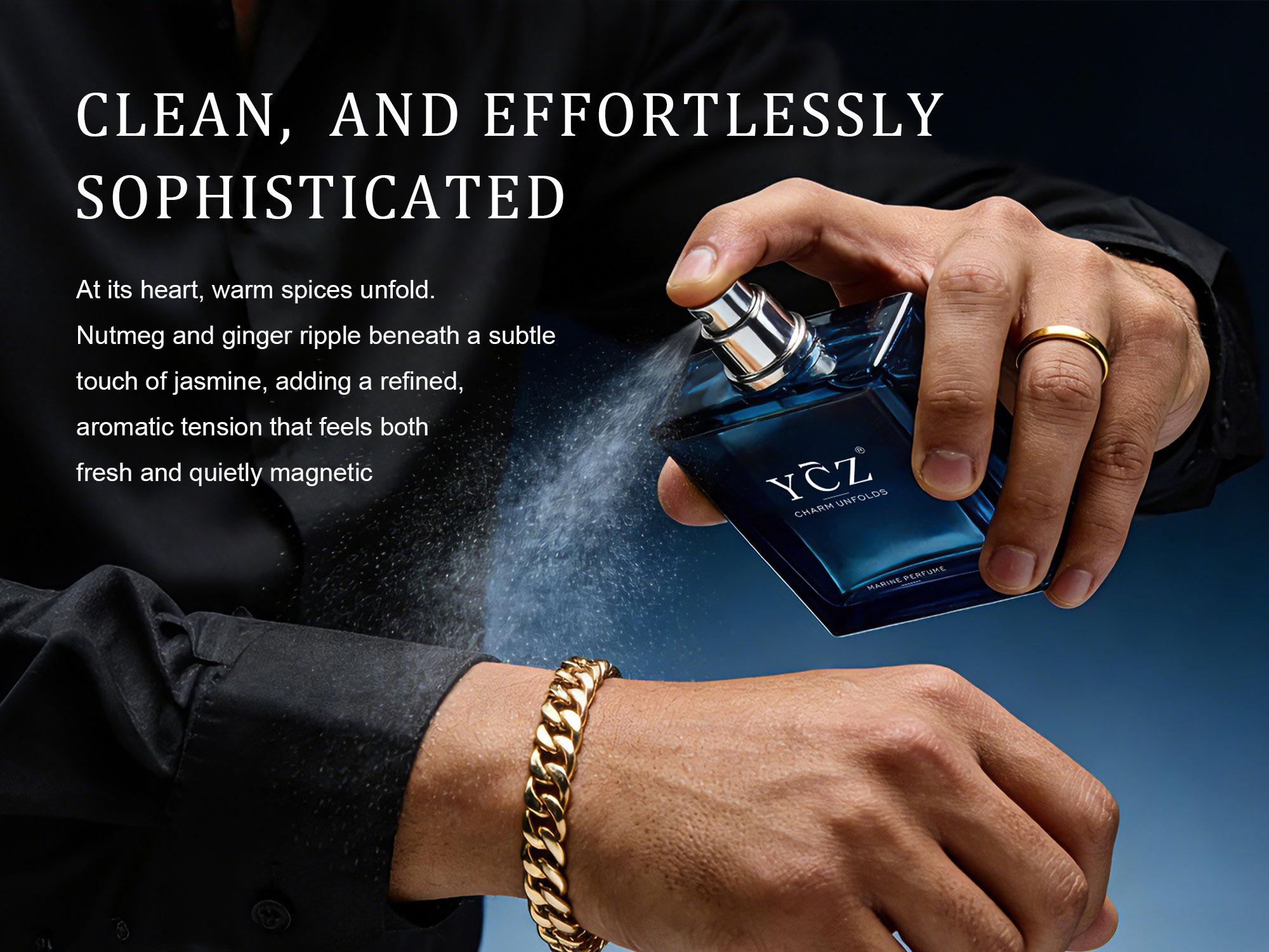YCZ Men’s Cologne Collection - 4 Signature Scents for Men 50ml Lasting Oriental Woody Scented Cologne with Vanilla Orchid Sandalwood Notes Marine Perfume Edp Fragrance Matte Box