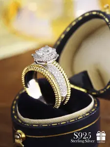 925 Sterling Silver Fashion Artificial Diamond Wedding Ring, Engagement Ring for Women, Trendy All-match & Exquisite Jewelry for Birthday Gift, Promiserings, Elegant Fashion Rings