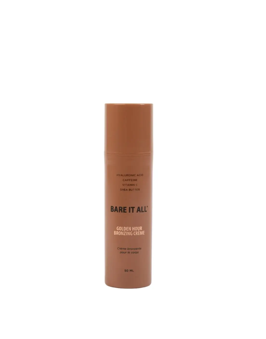 Bare It All Skin Golden Hour Bronzing Créme Travel Size - 50ml Body Bronzer - Vitamin C, Caffeine & Hyaluronic Acid - Clinically Formulated - Firming & Age-Defying - Sun-Kissed Shimmer Glow - Cruelty-Free - For Women