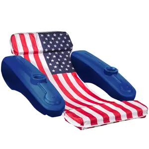 BARTON American Flag Outdoor Sun Lounger, Swimming Pool Floating Chaise Lounge Cushion with Cupholder