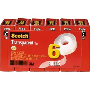 Transparent Tape - 3/4"W, 6 / Pack, Clear
